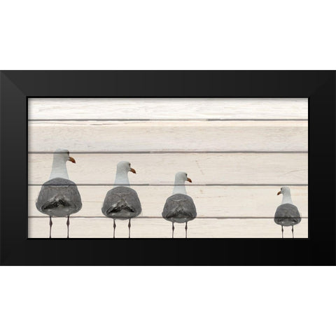 Seagulls on Wood Black Modern Wood Framed Art Print by Kimberly, Allen