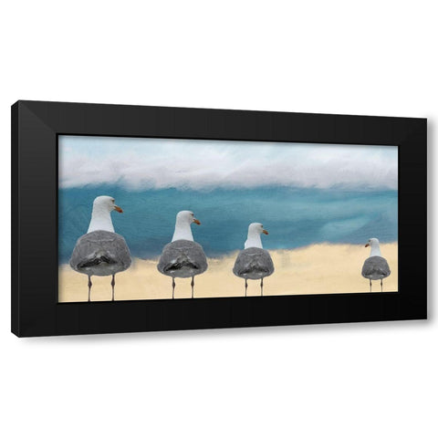 Seagulls at the Beach Black Modern Wood Framed Art Print by Kimberly, Allen