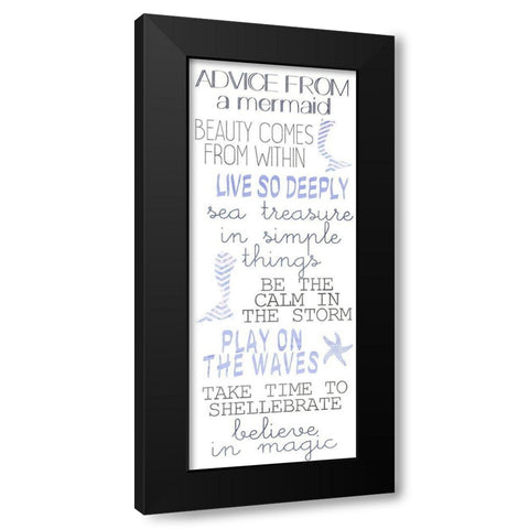 Mermaid Advice  Black Modern Wood Framed Art Print by Kimberly, Allen