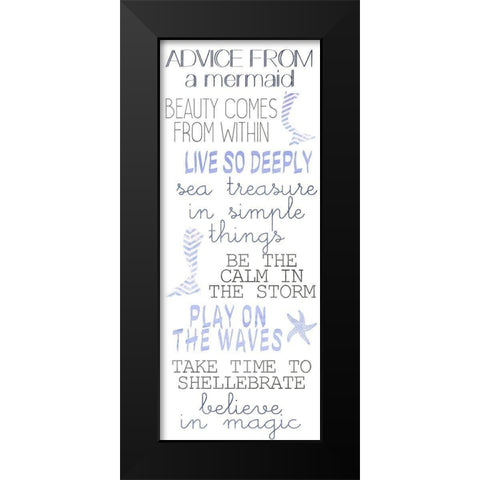 Mermaid Advice  Black Modern Wood Framed Art Print by Kimberly, Allen