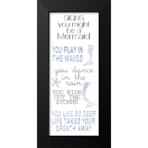 Mermaid Signs Black Modern Wood Framed Art Print by Kimberly, Allen
