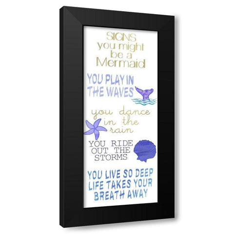 Mermaid Signs v2 Black Modern Wood Framed Art Print with Double Matting by Kimberly, Allen