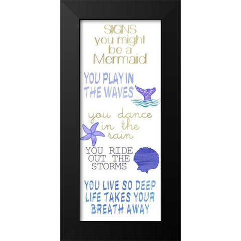 Mermaid Signs v2 Black Modern Wood Framed Art Print by Kimberly, Allen