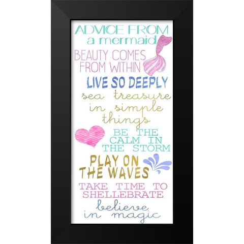 Advice from a Mermaid Black Modern Wood Framed Art Print by Kimberly, Allen