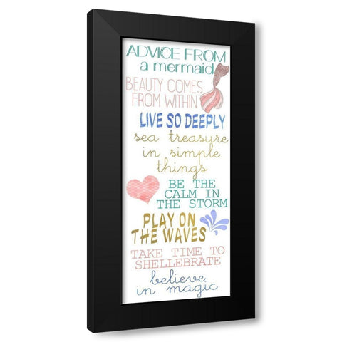 Mermaid Advice v3 Black Modern Wood Framed Art Print with Double Matting by Kimberly, Allen