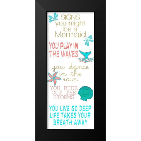 Mermaid Signs v3 Black Modern Wood Framed Art Print by Kimberly, Allen