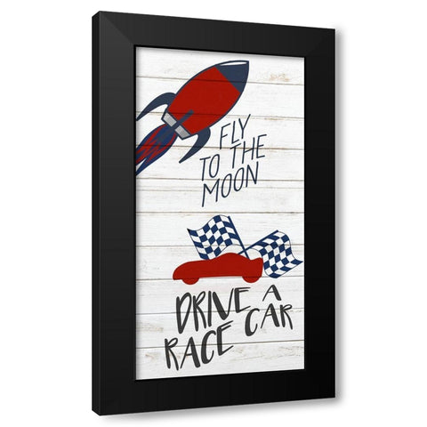 Fly to the Moon Black Modern Wood Framed Art Print with Double Matting by Kimberly, Allen