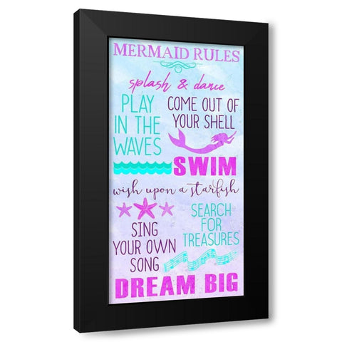 Mermaid Rules Panel Black Modern Wood Framed Art Print by Kimberly, Allen