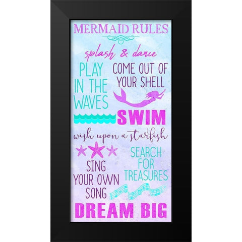 Mermaid Rules Panel Black Modern Wood Framed Art Print by Kimberly, Allen