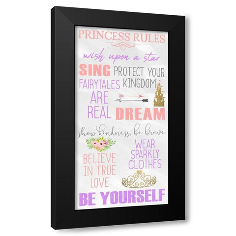 Princess Rules Panel Black Modern Wood Framed Art Print by Kimberly, Allen