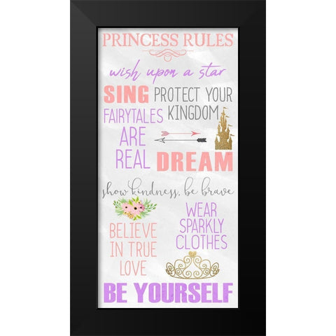 Princess Rules Panel Black Modern Wood Framed Art Print by Kimberly, Allen