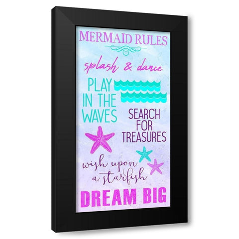 Mermaid Rules 1 Black Modern Wood Framed Art Print by Kimberly, Allen
