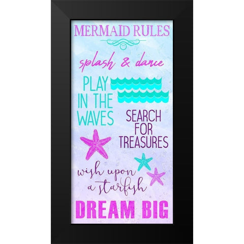 Mermaid Rules 1 Black Modern Wood Framed Art Print by Kimberly, Allen