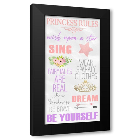 Rules for Princesses 1 Black Modern Wood Framed Art Print with Double Matting by Kimberly, Allen