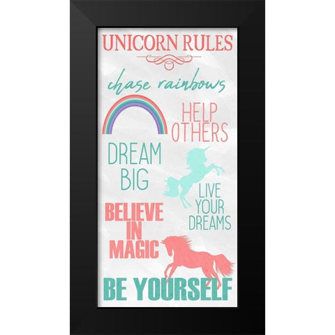 Unicorn Rules 1 Black Modern Wood Framed Art Print by Kimberly, Allen