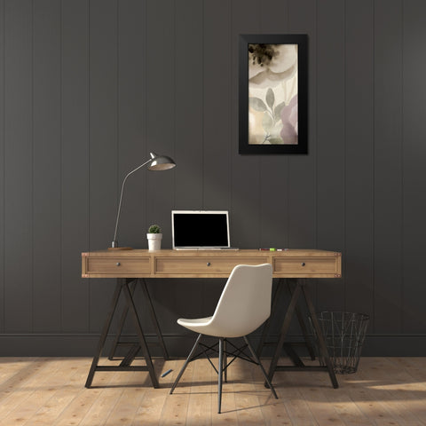 Simplicity Floral Panel B Black Modern Wood Framed Art Print by Kimberly, Allen