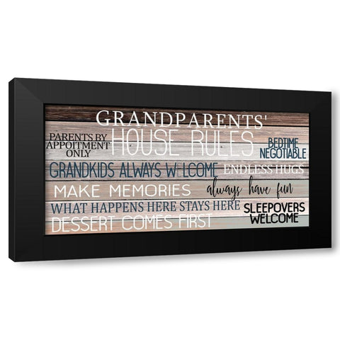 Grandparents House Rules Black Modern Wood Framed Art Print by Allen, Kimberly