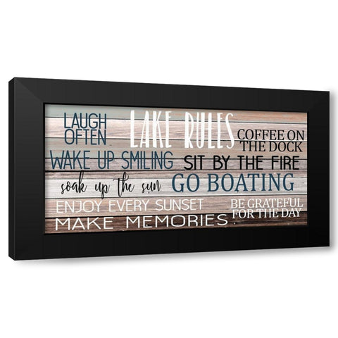 Lake Rules Black Modern Wood Framed Art Print with Double Matting by Allen, Kimberly
