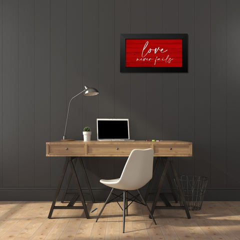 Love Never Fails Black Modern Wood Framed Art Print by Allen, Kimberly