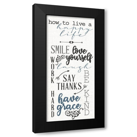 Happy Life Black Modern Wood Framed Art Print by Allen, Kimberly