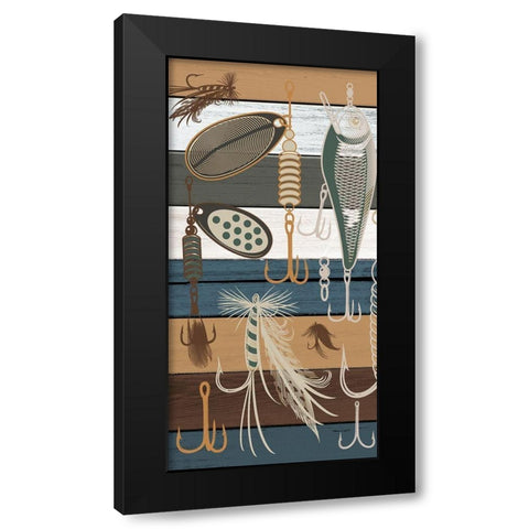 Fishing Panel 2 V2 Black Modern Wood Framed Art Print with Double Matting by Allen, Kimberly