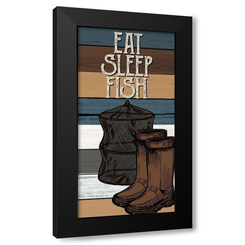 Fishing Panel 3 V2 Black Modern Wood Framed Art Print by Allen, Kimberly