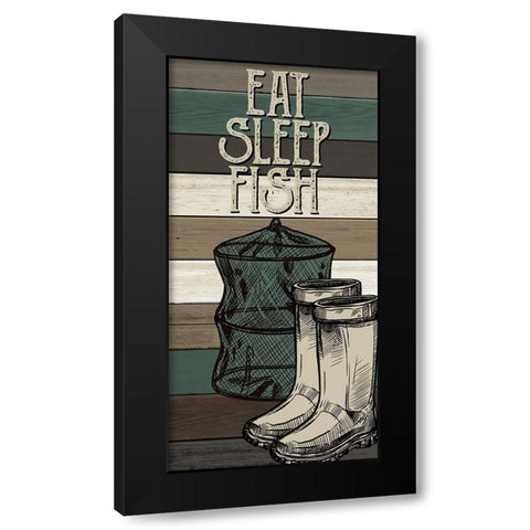 Fishing Panel 3 Black Modern Wood Framed Art Print by Allen, Kimberly