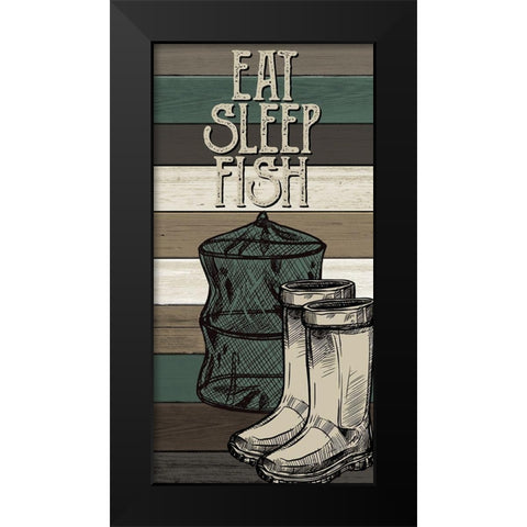 Fishing Panel 3 Black Modern Wood Framed Art Print by Allen, Kimberly