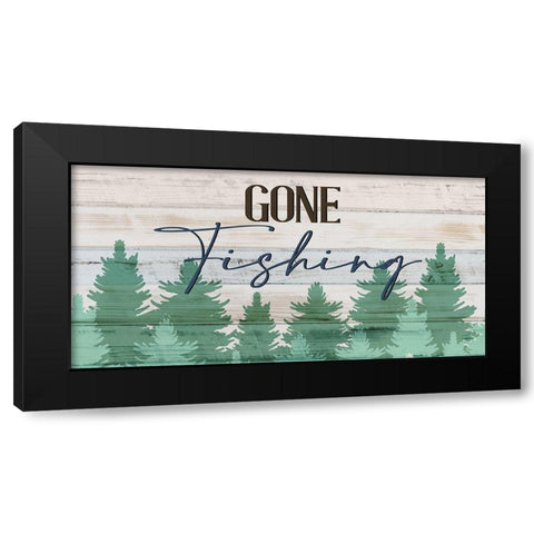 Gone Fishing Black Modern Wood Framed Art Print with Double Matting by Allen, Kimberly