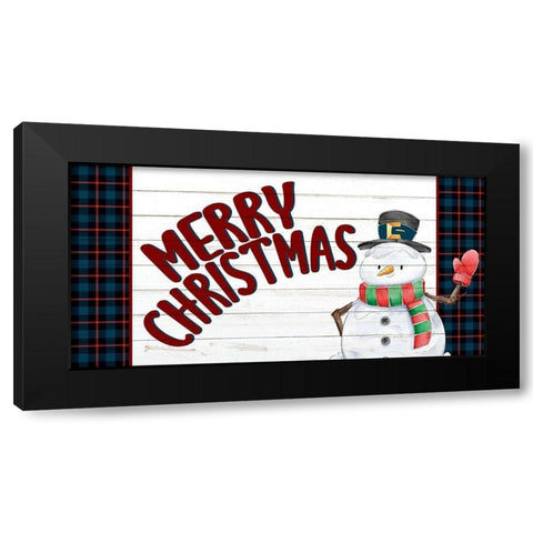 Merry Christmas Snowman Black Modern Wood Framed Art Print by Allen, Kimberly