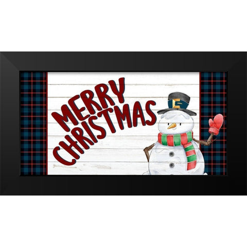 Merry Christmas Snowman Black Modern Wood Framed Art Print by Allen, Kimberly