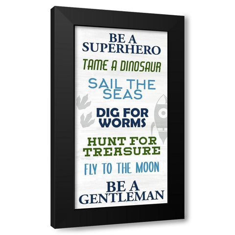 Boy Rules 1 Black Modern Wood Framed Art Print with Double Matting by Allen, Kimberly
