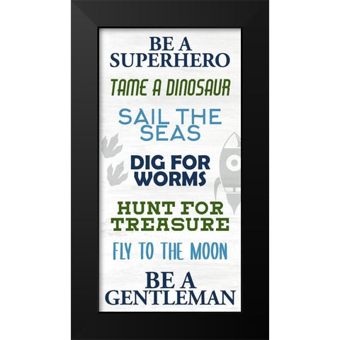 Boy Rules 1 Black Modern Wood Framed Art Print by Allen, Kimberly