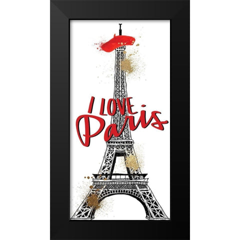 I Love Paris 1 Black Modern Wood Framed Art Print by Allen, Kimberly