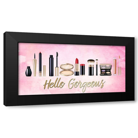 Hello Gorgeous Makeup V2 Black Modern Wood Framed Art Print with Double Matting by Allen, Kimberly
