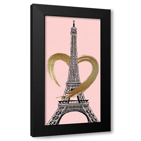Paris Heart 1 Black Modern Wood Framed Art Print with Double Matting by Allen, Kimberly