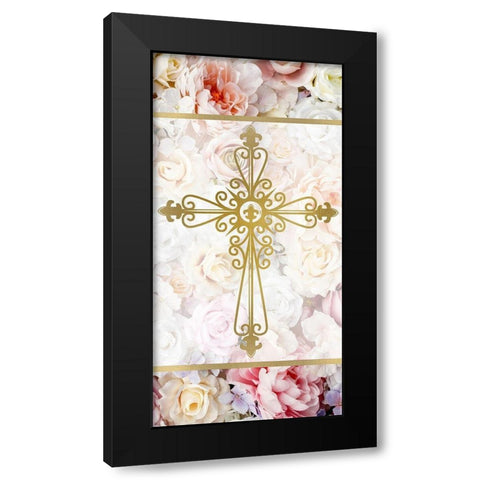 Faith Hope Floral 1 Black Modern Wood Framed Art Print with Double Matting by Allen, Kimberly