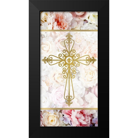 Faith Hope Floral 1 Black Modern Wood Framed Art Print by Allen, Kimberly