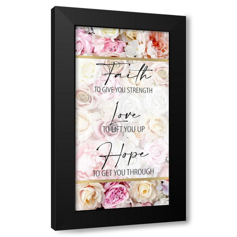 Faith Hope Floral 2 Black Modern Wood Framed Art Print with Double Matting by Allen, Kimberly