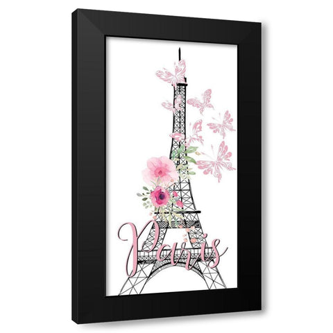 Paris Butterflies 1 Black Modern Wood Framed Art Print with Double Matting by Allen, Kimberly