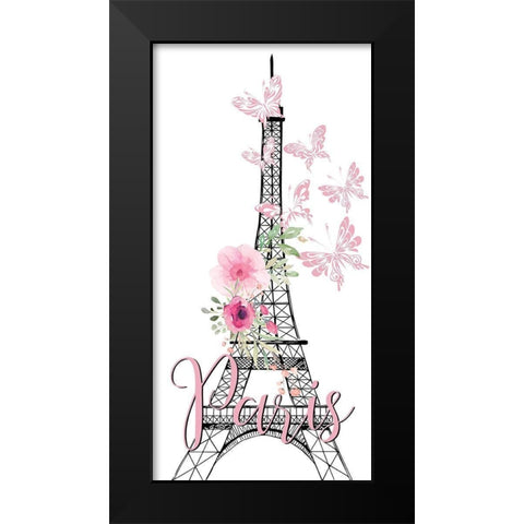 Paris Butterflies 1 Black Modern Wood Framed Art Print by Allen, Kimberly