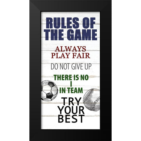Rules of the Game 2 Black Modern Wood Framed Art Print by Allen, Kimberly