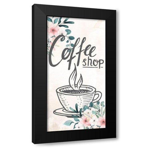 Coffee Floral 1 Black Modern Wood Framed Art Print with Double Matting by Allen, Kimberly
