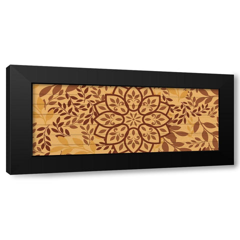 Brown Mandala Leaves 1 Black Modern Wood Framed Art Print with Double Matting by Allen, Kimberly