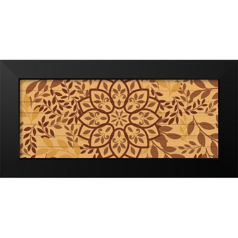 Brown Mandala Leaves 1 Black Modern Wood Framed Art Print by Allen, Kimberly