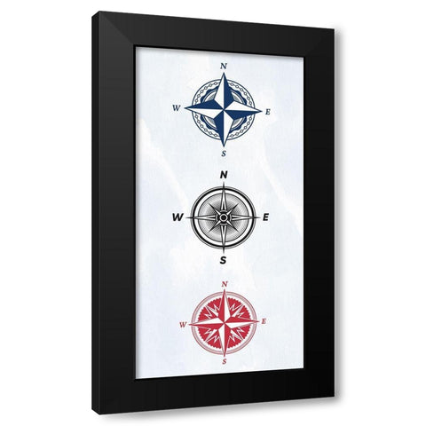 Vintage Compass 1 Black Modern Wood Framed Art Print with Double Matting by Allen, Kimberly
