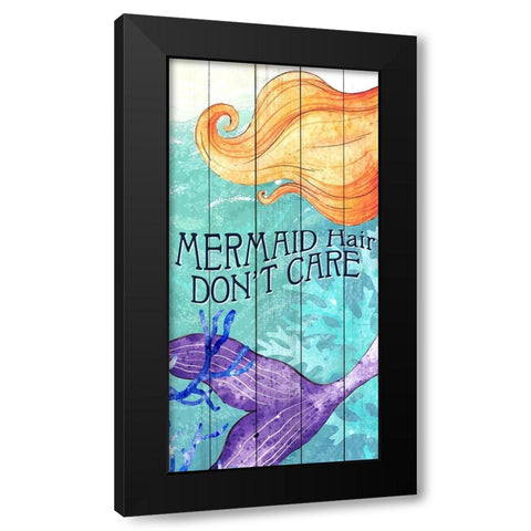 Mermaid Hair Dont Care Black Modern Wood Framed Art Print with Double Matting by Allen, Kimberly