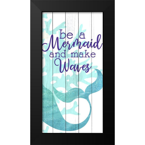 Mermaid Heart 2 Black Modern Wood Framed Art Print by Allen, Kimberly