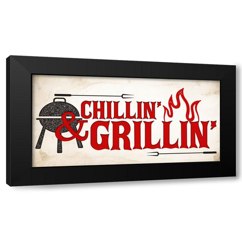Chillin And Grillin Black Modern Wood Framed Art Print with Double Matting by Allen, Kimberly