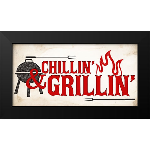 Chillin And Grillin Black Modern Wood Framed Art Print by Allen, Kimberly